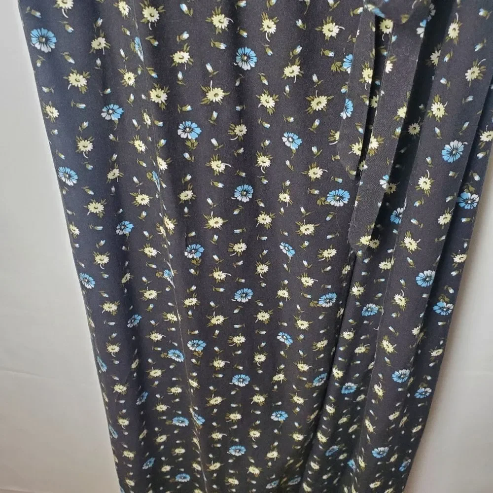 J.Crew Navy Floral Wrap Midi Dress Size Small